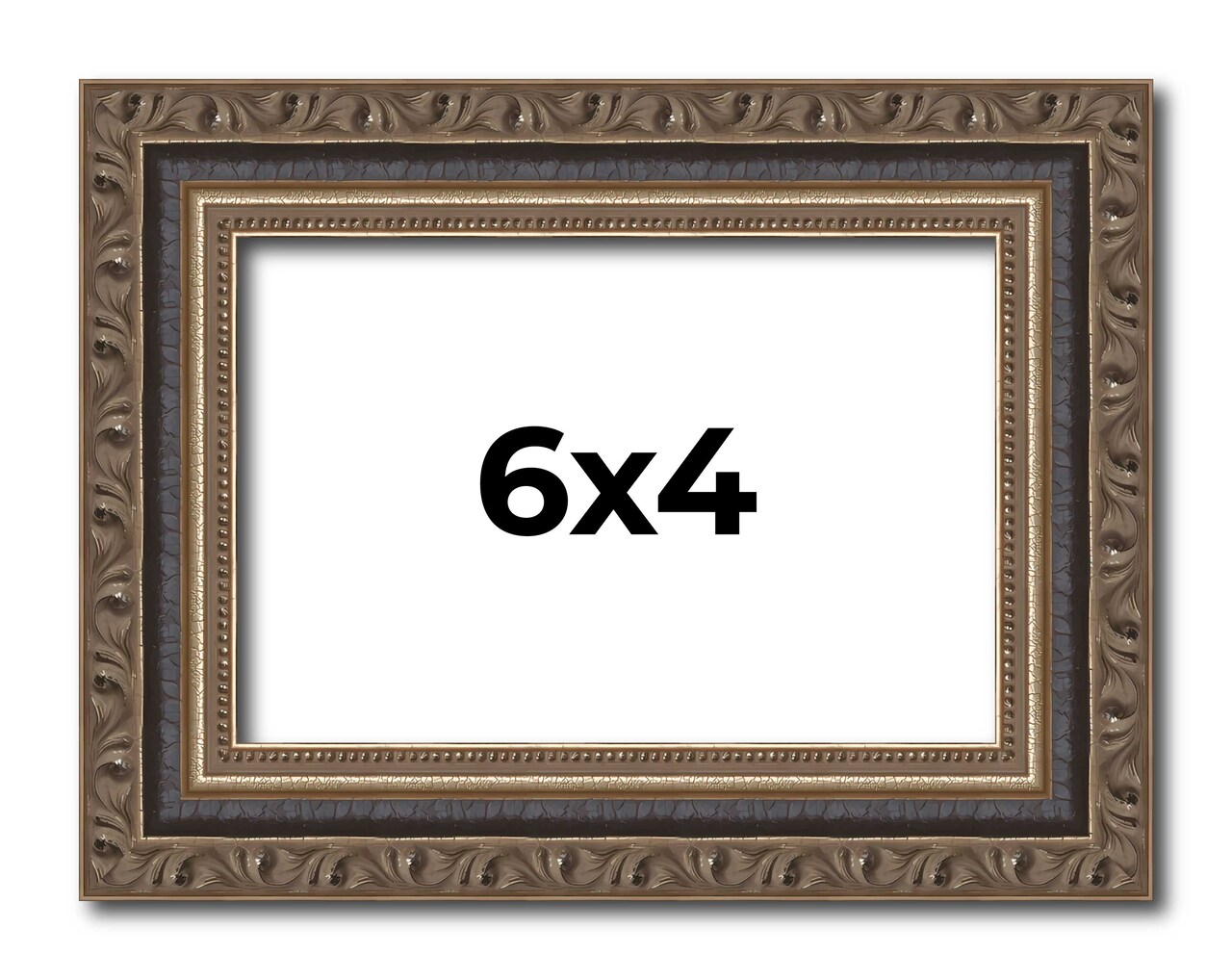 6x4 Sculpted Silver Picture Frame - UV Acrylic, Foam Board Backing, Hanging Hardware